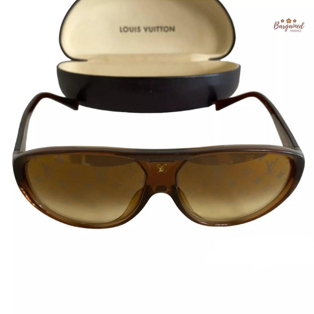 Authentic LOUIS VUITTON Brown Glitter Acetate Illusion Monogram Sunglasses